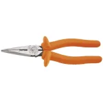 Klein Tools 8 in. Insulated Long Nose Side Cutting Crimping Pliers with Skinning Hole thumbnail 1