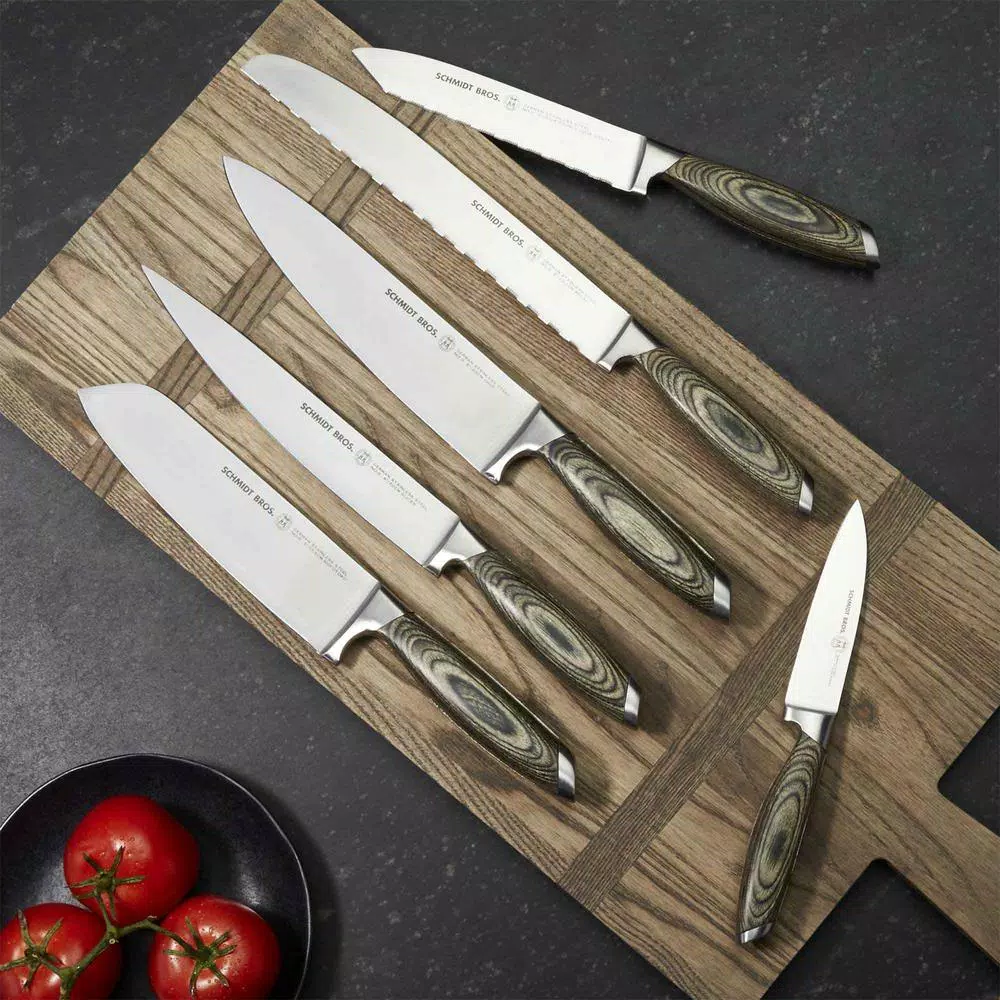 SCHMIDT BROS. Schmidt Brothers Bonded Ash 7-Piece Stainless Steel Knife Set with Ash Midtown Magnetic Block