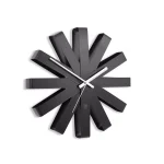 Umbra Ribbon 12 in. Black Metal Wall Clock - Modern Analog Decor thumbnail 1