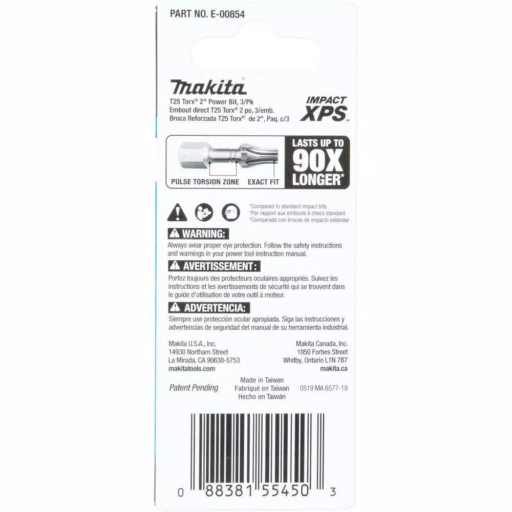 Makita ImpactXPS T25 Torx 2 in. Power Bits, 3-Pack