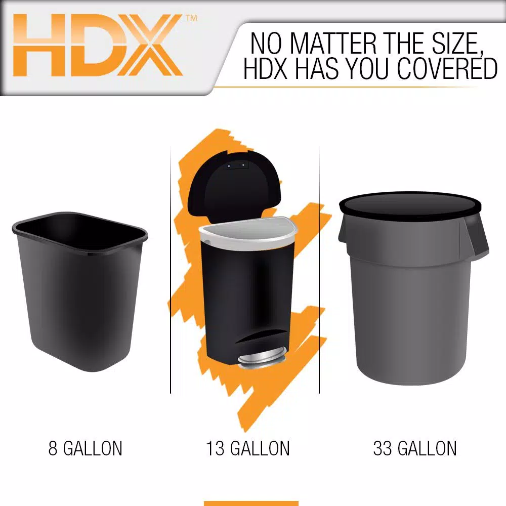 HDX 13 Gallon Scented Kitchen Trash Bags with Drawstring, Odor Control, White (140-Count)