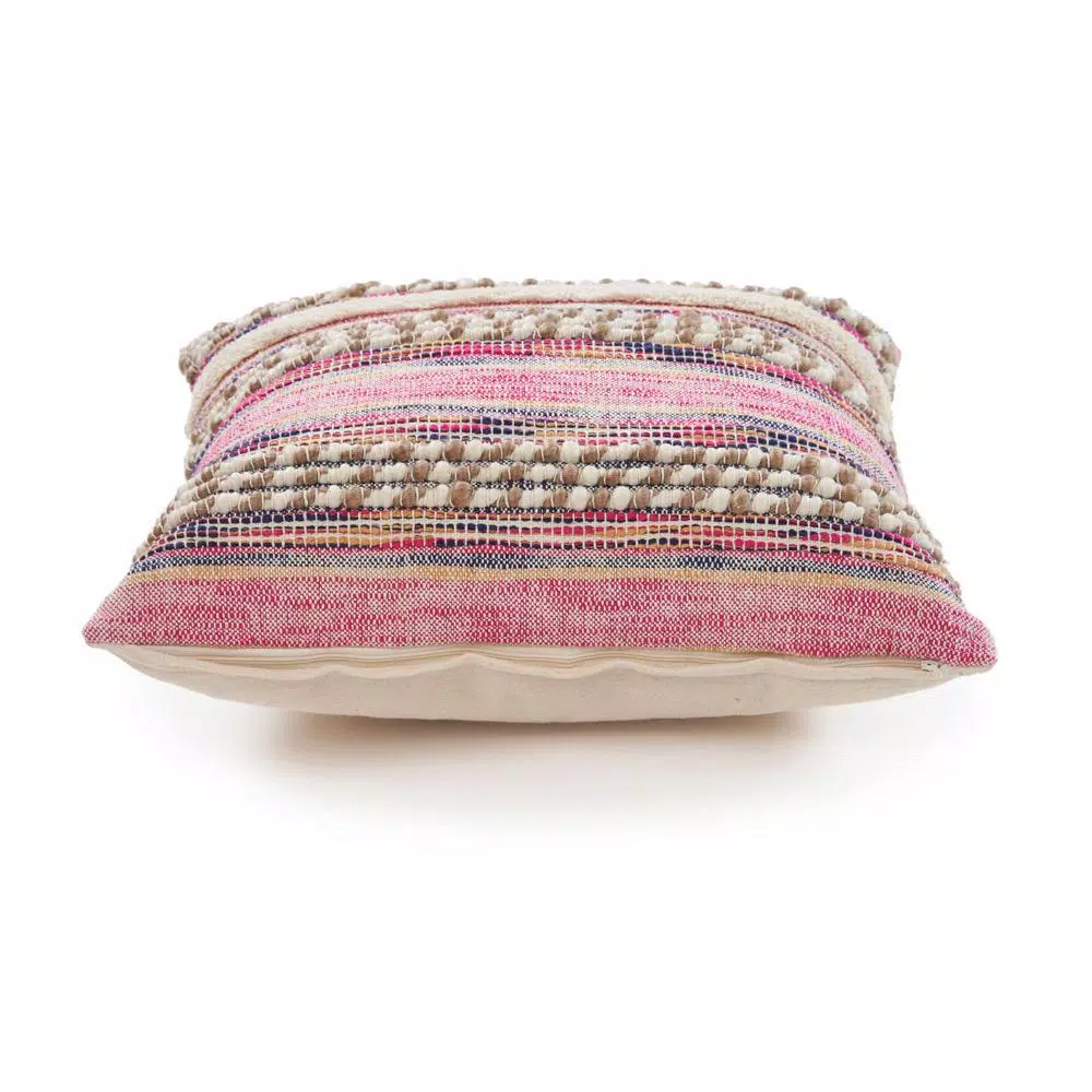 LR Resources Eclectic Pink Striped Hypoallergenic Throw Pillow, 18 x 18 in.