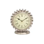 LITTON LANE Vintage Silver Gear Table Clock - Industrial Style Analog Quartz Clock thumbnail 3