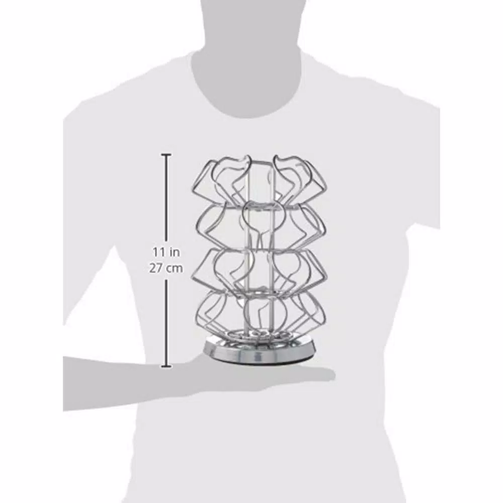 Casa Bellante Chrome Steel Coffee Pod Carousel Organizer for 24 Keurig K-Cups