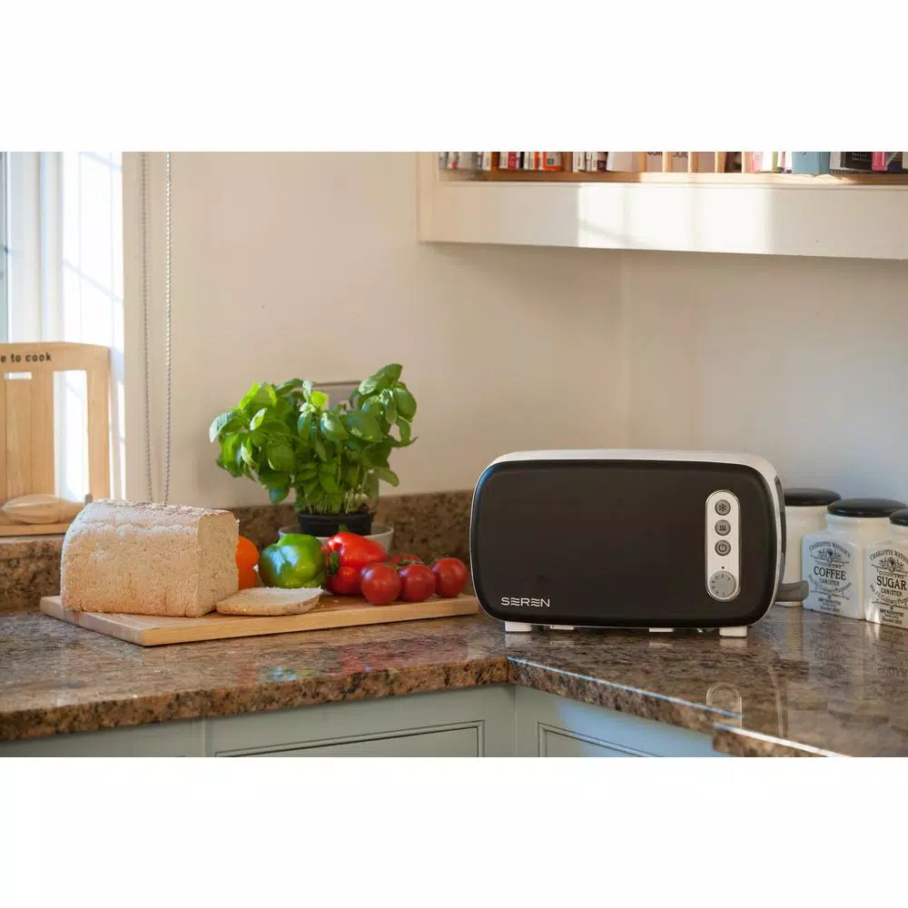 BergHOFF Seren 2-Slice Black Long Slot Toaster Color Panel & Serving Tray Cover