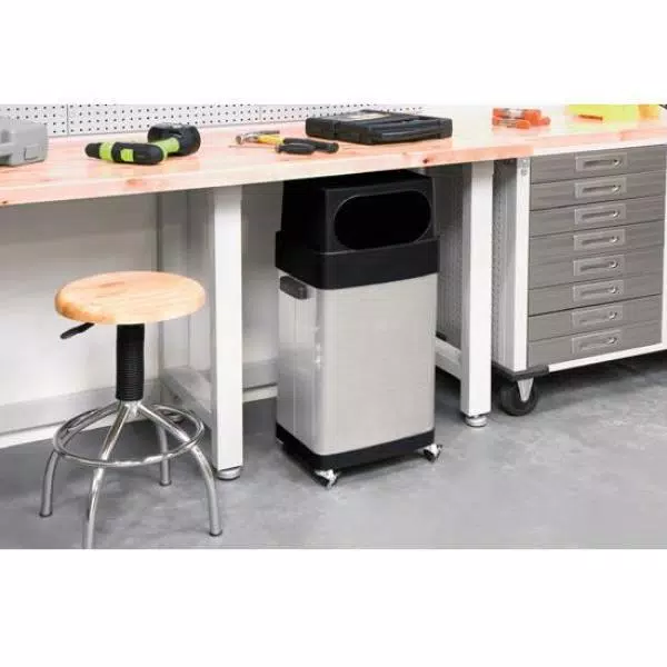 Seville Classics 17-Gallon UltraHD Commercial Stainless Steel Trash Bin with Wheels