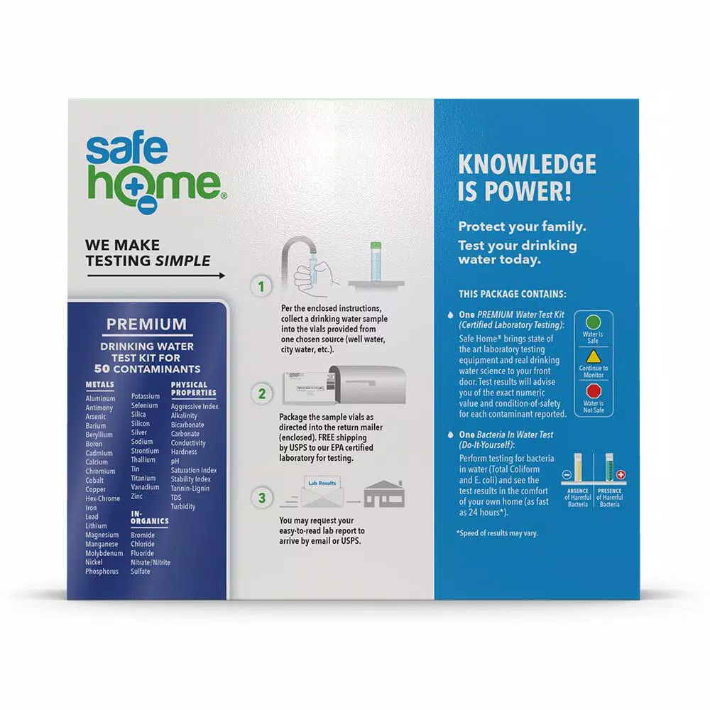 Safe Home Premium Water Test Kit - 50 Contaminants Lab Tested Results