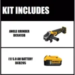 DEWALT 20V MAX XR 4-1/2 in. Brushless Cordless Angle Grinder with 5.0 Ah Battery thumbnail 2