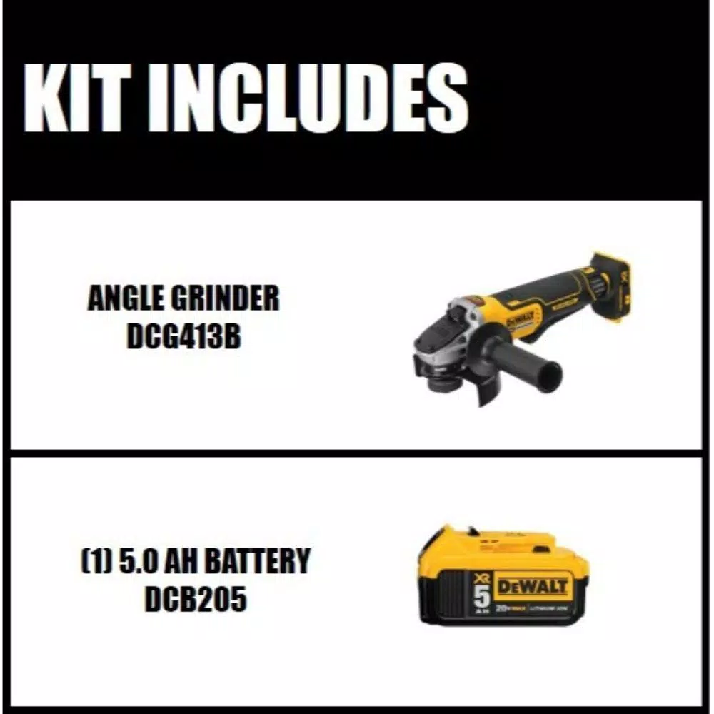 DEWALT 20V MAX XR 4-1/2 in. Brushless Cordless Angle Grinder with 5.0 Ah Battery