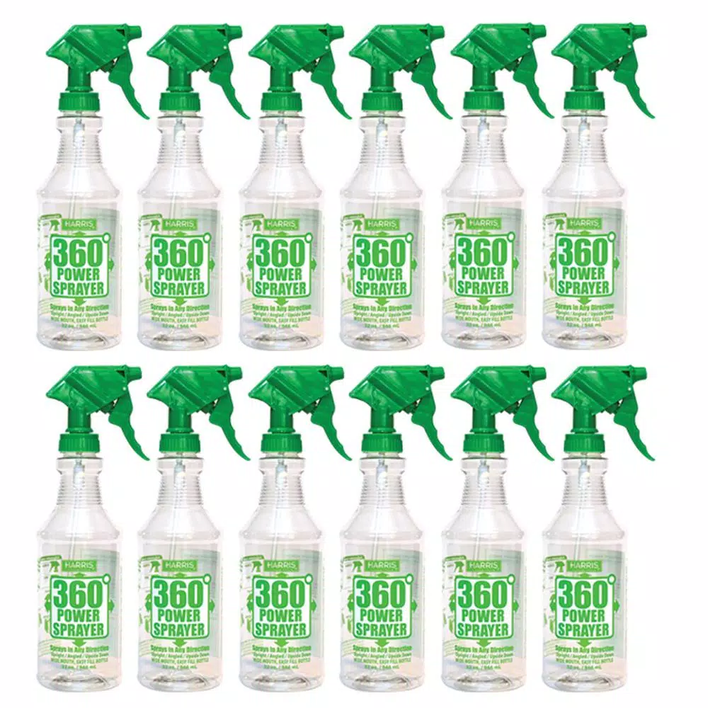 Harris 32 oz. 360-Degree All Angle Professional Spray Bottle, Heavy-Duty Chemical Resistant (12-Pack Case)