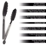 Classic Cuisine Stainless Steel Kitchen Tongs with Silicone Tips, 3-Piece Set thumbnail 3