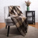 Glitzhome 50 in. x 60 in. Woven Plaid Throw Blanket with Decorative Fringe thumbnail 6