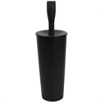 Home Basics Black and White Plastic Toilet Brush and Holder Set with Nylon Bristles thumbnail 2