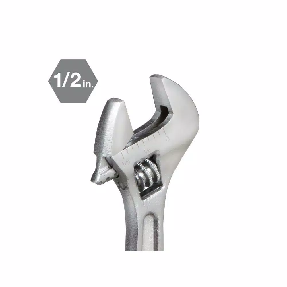 TEKTON 4 in. Adjustable Wrench, Carbon Steel with Satin Chrome Finish