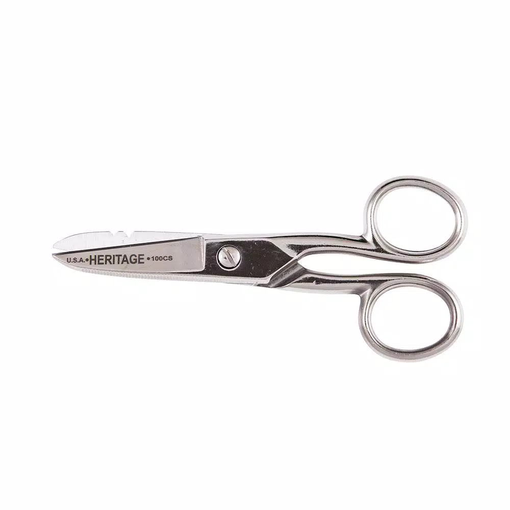 Klein Tools Serrated Electrician Scissors with Wire Stripping Notches