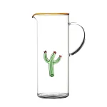 Abigails Aztec Collection 1.4 Qt. Glass Cactus Cocktail Pitcher, Southwestern Style thumbnail 1