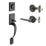 Copper Creek Craftsman Tuscan Bronze Front Door Handleset with Contemporary Zane Lever Trim thumbnail 1