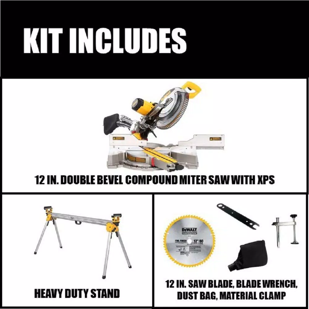 DEWALT 12 in. 15 Amp Sliding Compound Miter Saw with Heavy-Duty Miter Saw Stand (DWX723)