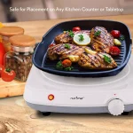 NutriChef White Electric Countertop Hot Plate Buffet Burner with Adjustable Temperature Control thumbnail 6