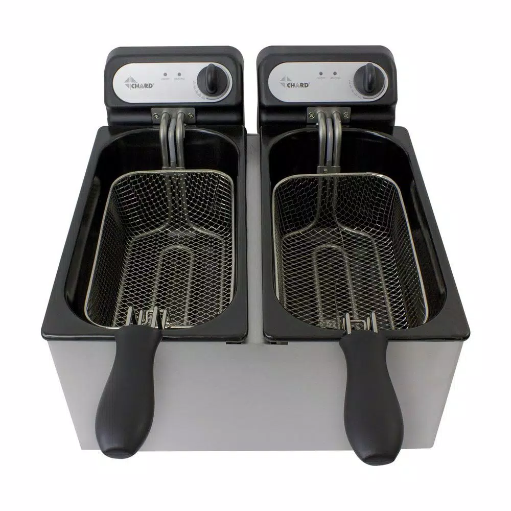 Chard Double Deep Fryer, 6L Capacity, Dual 1500W Tanks with 2 Baskets