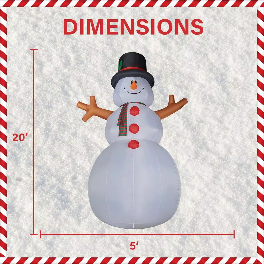 Fraser Hill Farm 20 ft. Jolly Snowman Christmas Inflatable with RGB Lights