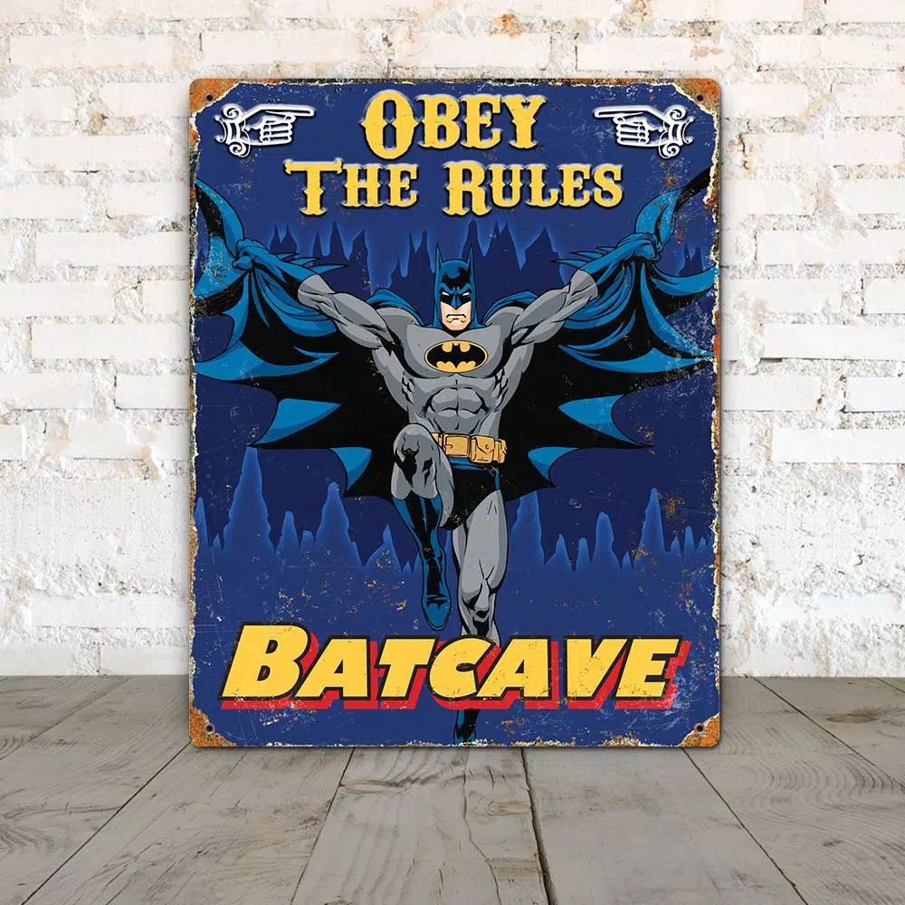 Party Animal, Inc. Batman Embossed Metal Sign - Officially Licensed Vintage Style Wall Decor