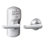 Schlage Elan Satin Chrome Electronic Keypad Door Lever with Plymouth Trim thumbnail 1