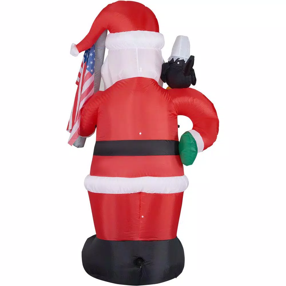 Fraser Hill Farm 8 ft. Americana Santa with Bald Eagle & American Flag Christmas Inflatable with Lights