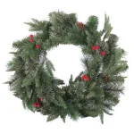 Winsome House 24 in. Artificial Pine and Cedar Wreath with Red Berries and Pinecones thumbnail 1