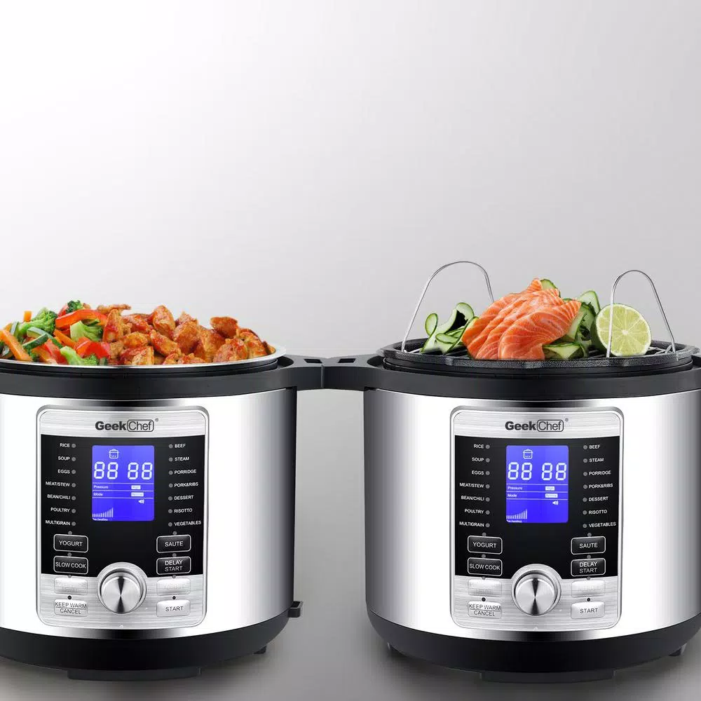 Geek Chef 6 Qt. Stainless Steel Electric Pressure Cooker, 17-in-1 Multi-Function Programmable Cooker