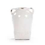 Zentique Large White Ceramic Ginger Jar Vase with Handles - Distressed Crackle Finish thumbnail 1