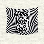 RoomMates Good Vibes Swirl Large Wall Tapestry - Black and White Modern Polyester Decor thumbnail 2