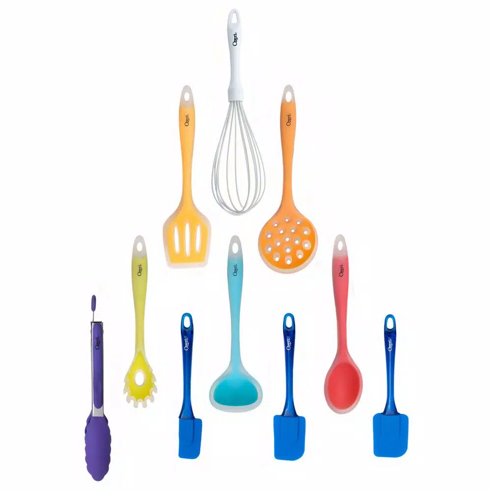 Ozeri 11-Piece All-In-One Silicone Kitchen Utensil Set with Utensil Holder, Multicolor