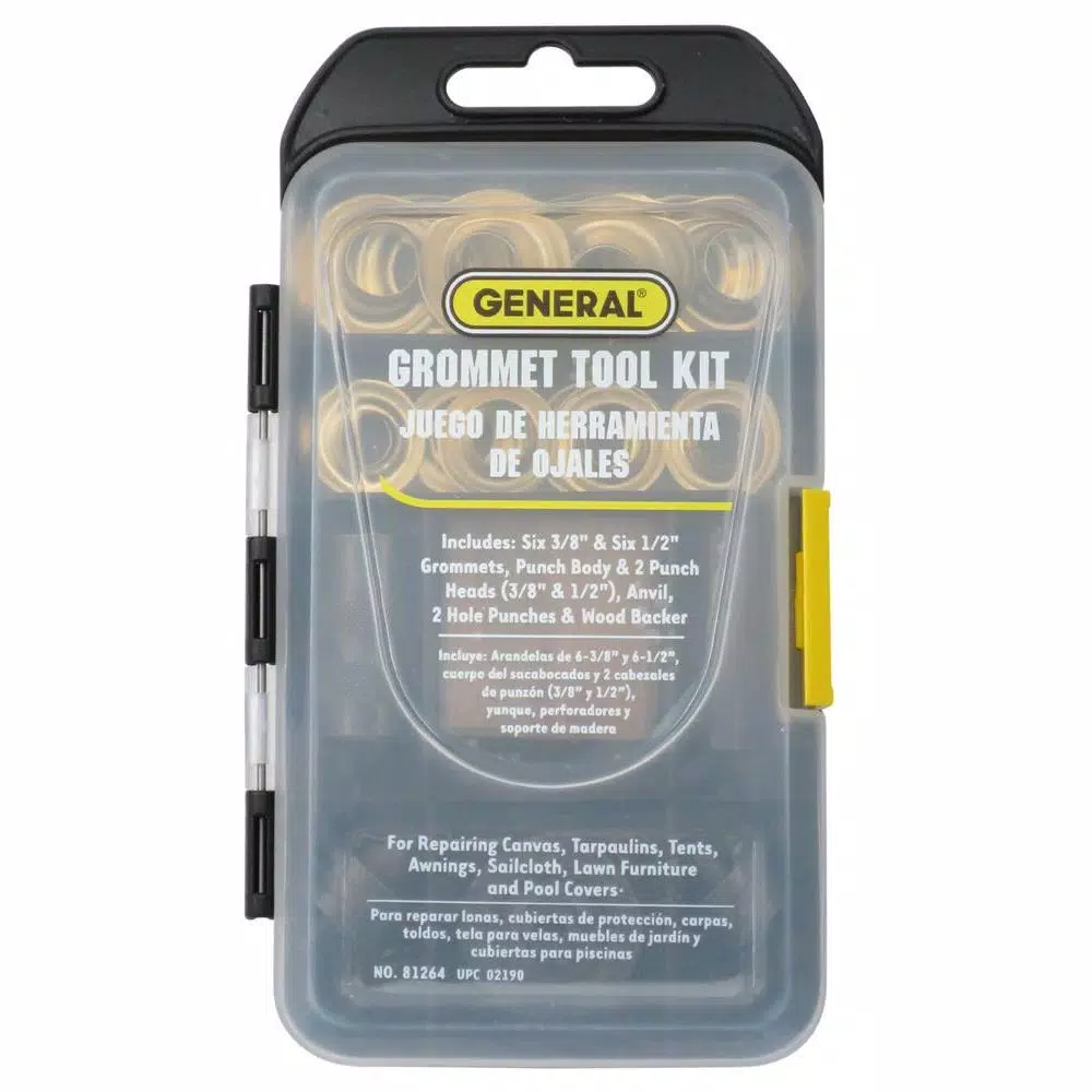 General Tools 81264 Brass Grommet Fastening Kit with Case, 1/2 in. and 3/8 in. Sizes