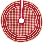 VHC Brands 21 in. Gretchen Cherry Red and Creme Check Farmhouse Christmas Mini Tree Skirt thumbnail 1