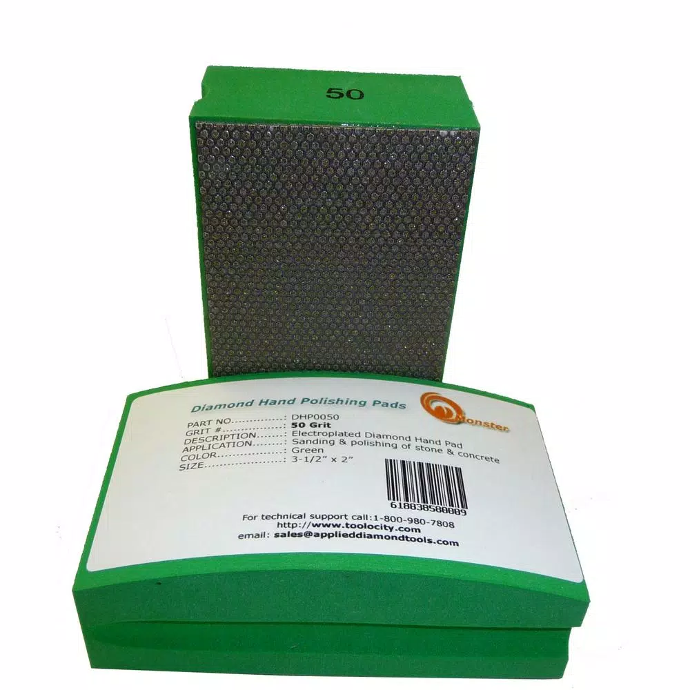 Monster Diamond Hand Polishing Pads Block Type 7-Set for Granite, Marble, and Concrete