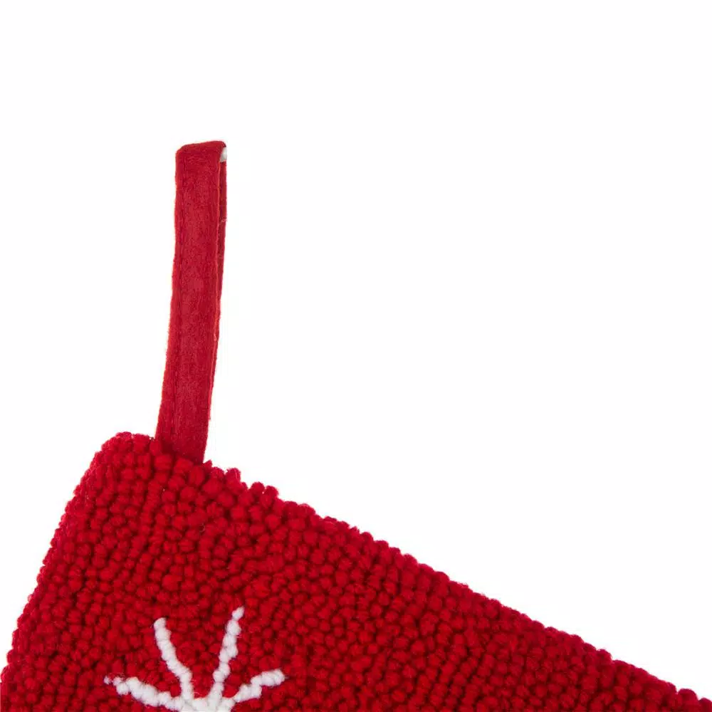 Glitzhome 20 in. Reindeer Hooked Christmas Stockings, Polyester and Acrylic Handcrafted Decor (2-Pack)