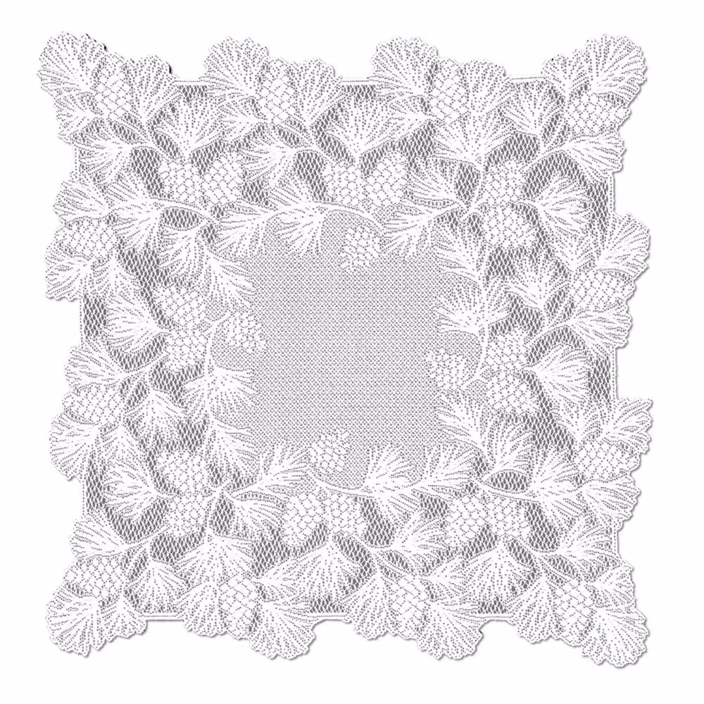 Heritage Lace Woodland 36 in. White Floral Polyester Table Topper