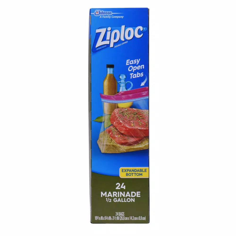 Ziploc Brand 0.5 Gallon Expandable Bottom Resealable Slider Bags, 12-Pack (24 Bags Total)