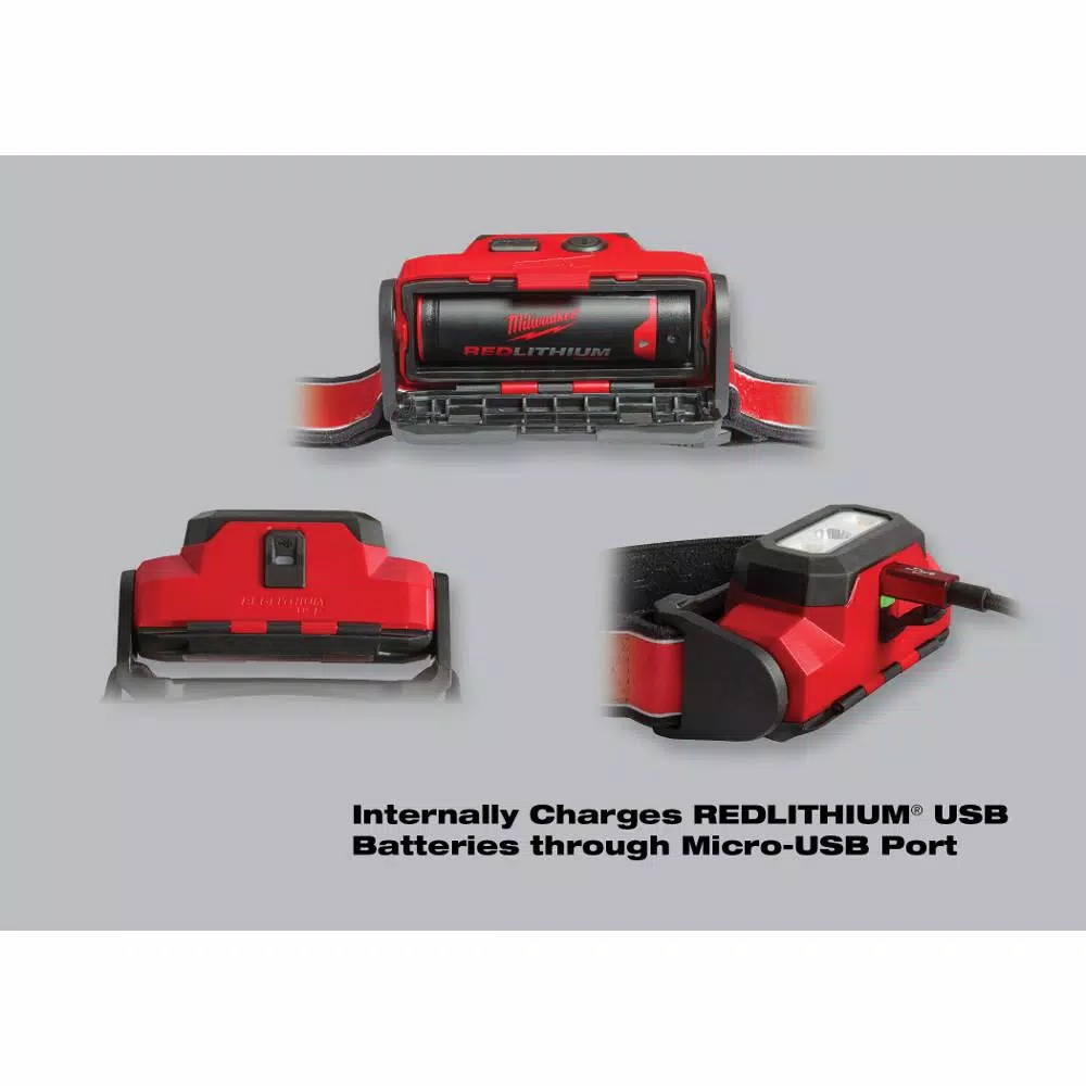 Milwaukee 475 Lumens LED Rechargeable Hard Hat Headlamp with BOLT White Type 1 Class C Vented Hard Hat
