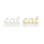 LITTON LANE Modern "Eat" Aluminum Letter Cutouts, Gold and Silver Set of 2 thumbnail 2