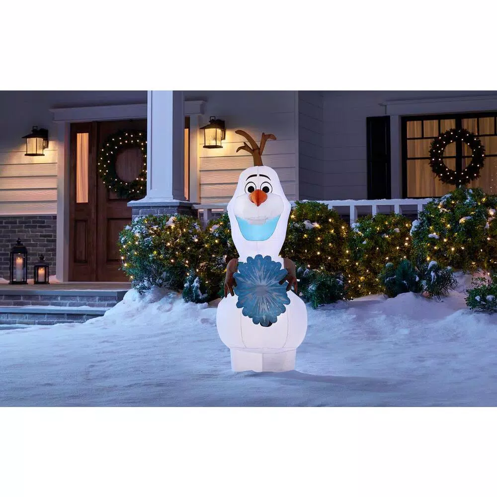Disney Frozen Olaf 4 ft. Inflatable Holiday Decoration with Snowflake Scarf