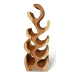 MGP Hand-Carved Suar Wood Wine Rack - 8 Bottle Capacity Solid Monkey Pod Wood Tabletop Stand thumbnail 1