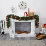 Nearly Natural 9 ft. Pre-lit Artificial Christmas Garland with Bows, Pinecones & 35 LED Lights thumbnail 4