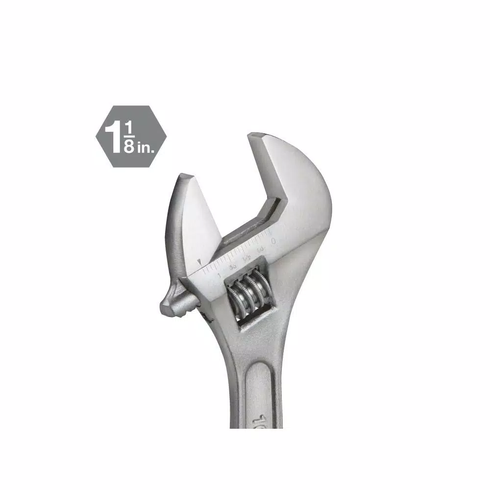 TEKTON 10 in. Adjustable Wrench, Carbon Steel with Satin Chrome Finish