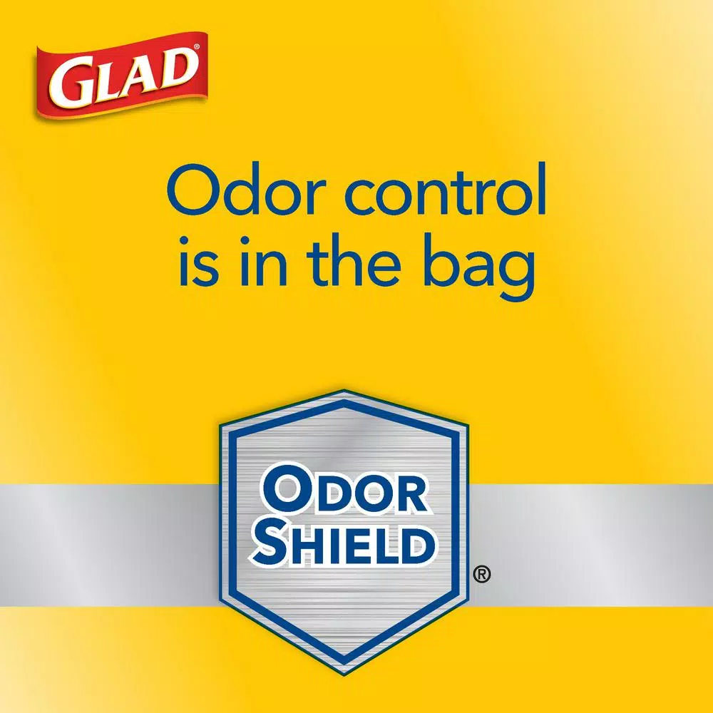 Glad ForceFlex 13 Gallon Tall Kitchen Drawstring Trash Bags, OdorShield, 110 Count