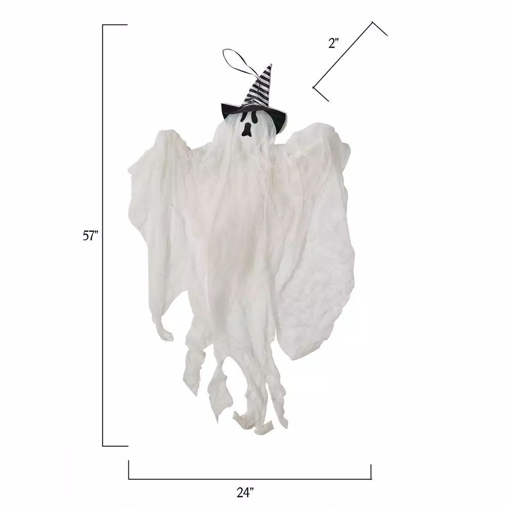 Worth Imports 57 in. Halloween Hanging Ghost Decor with Black and White Hat (Set of 2)