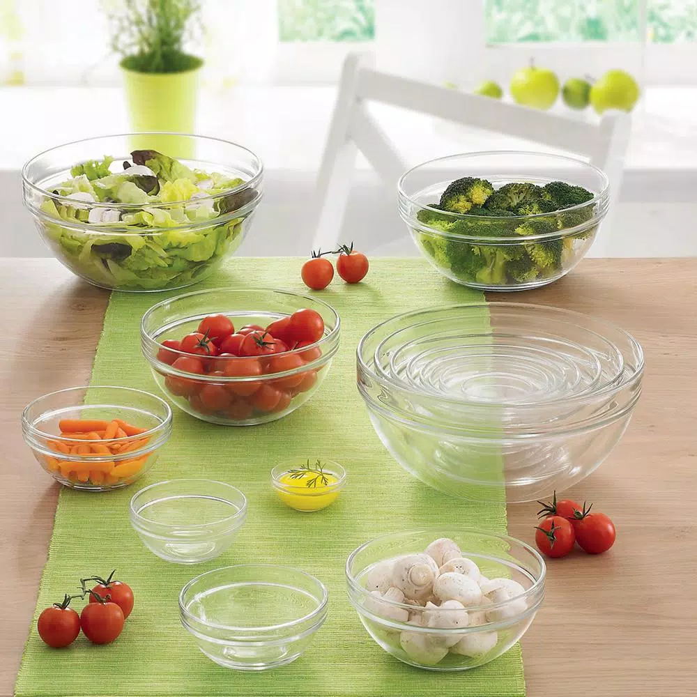 Luminarc Stackable Clear Glass Mixing Bowls Set, 10-Piece Assorted Sizes