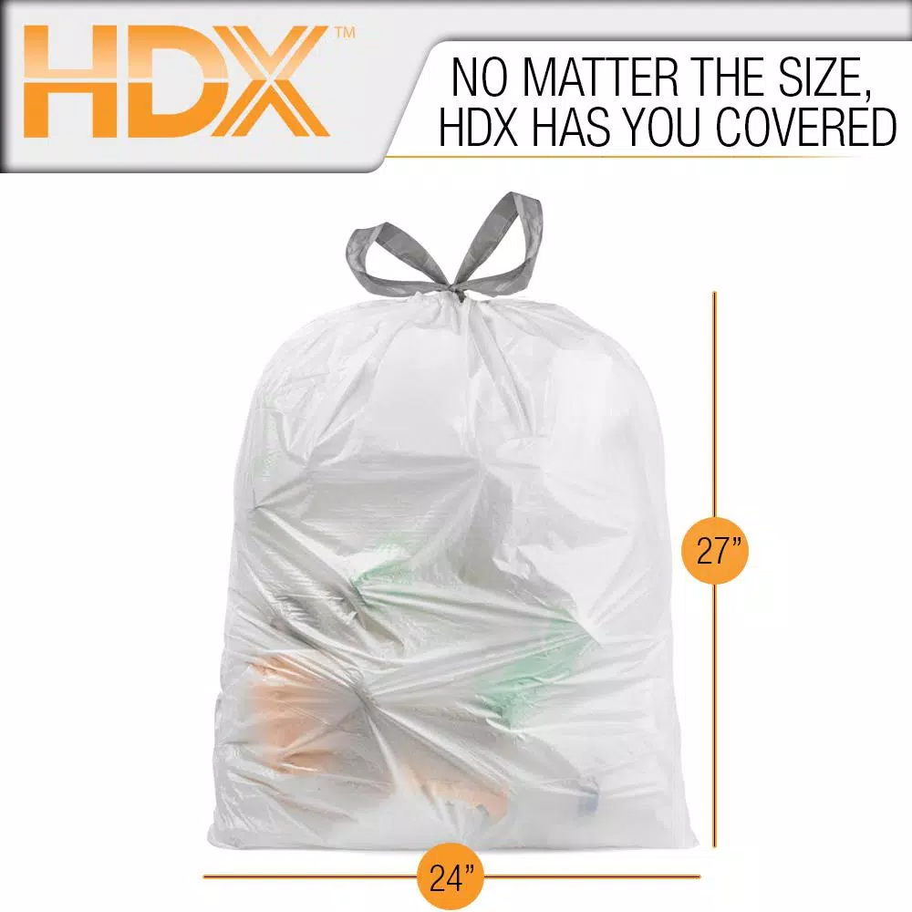 HDX 13 Gallon Scented Kitchen Trash Bags with Drawstring, Odor Control, White (140-Count)