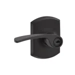 Schlage Merano Matte Black Keyed Entry Door Lever with Greenwich Trim thumbnail 1